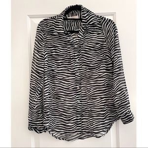 MICHAEL Michael Kors Sheer Zebra Print Button Down Blouse